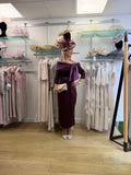 Anoola D474 Plum Off-Shoulder Occasion Dress