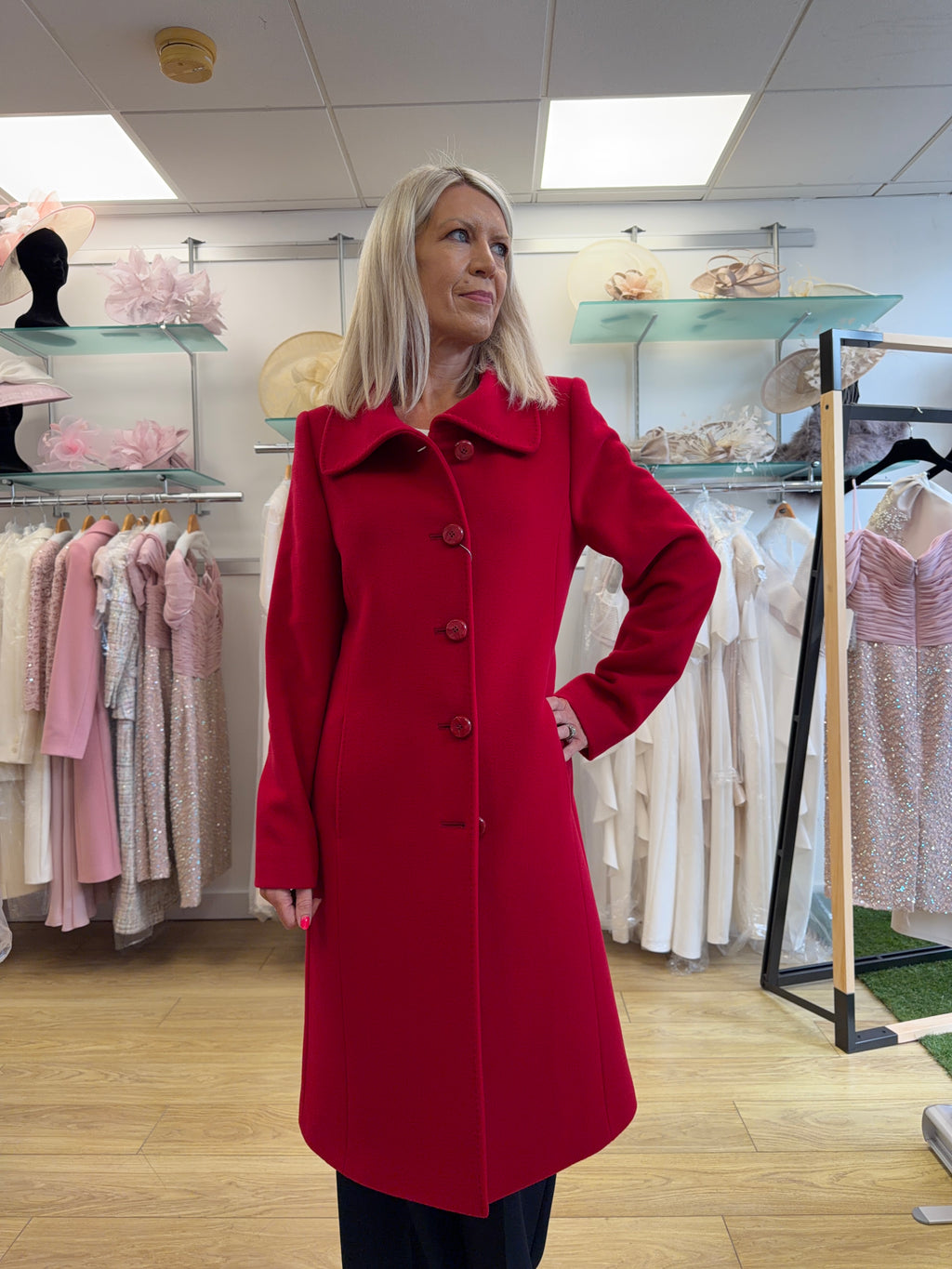 Christina Felix 562-4490 Red Cashmere Wool Blend Coat