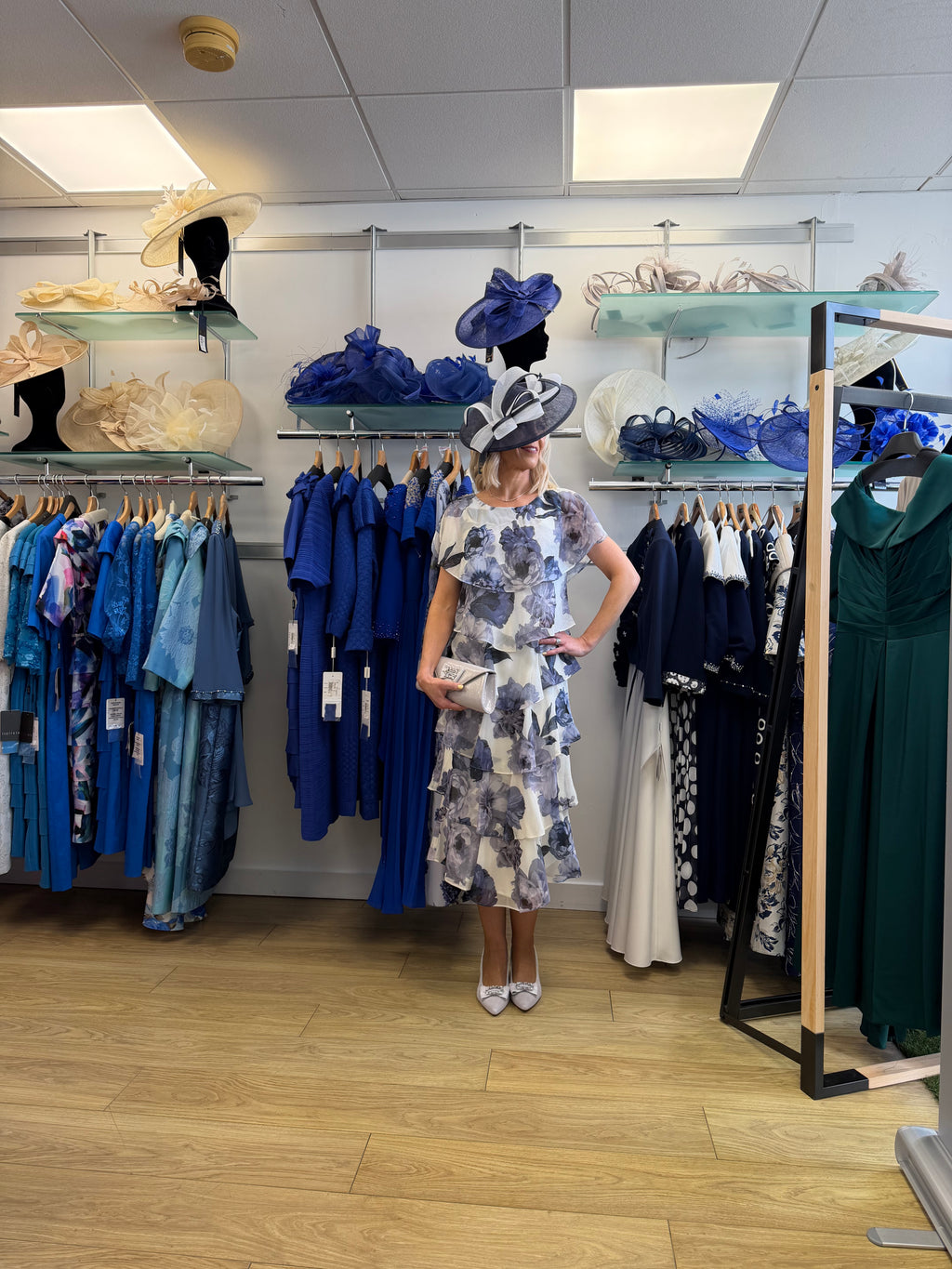 Gina Bacconi SBF7209 Blue Floral Occasion Dress | Mother of the Bride & Groom Outfit, wedding guest