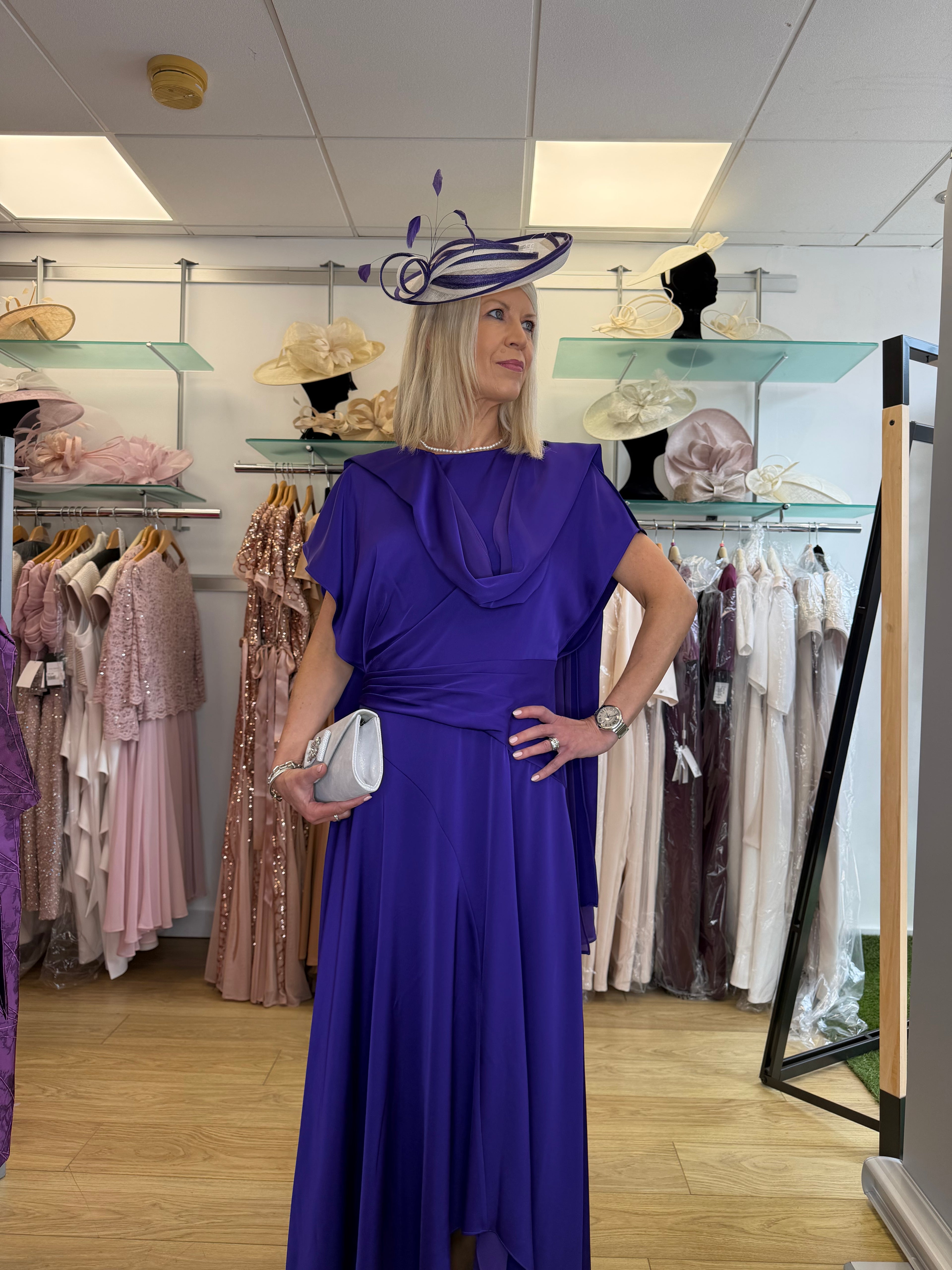Maisonel ME3228 Purple Draped Occasion Dress