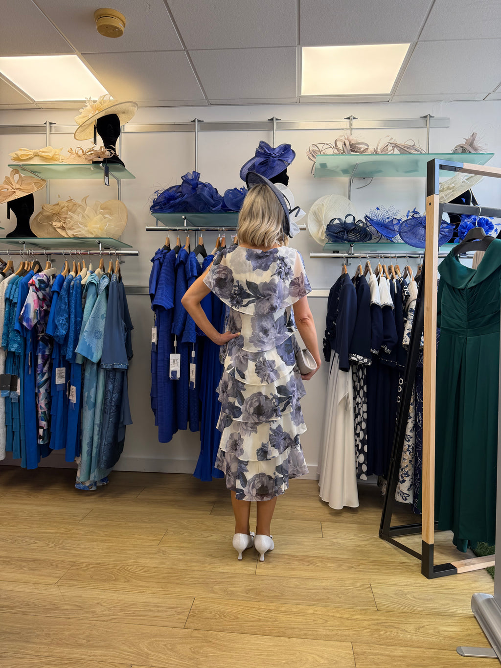Gina Bacconi SBF7209 Blue Floral Occasion Dress | Mother of the Bride & Groom Outfit, wedding guest