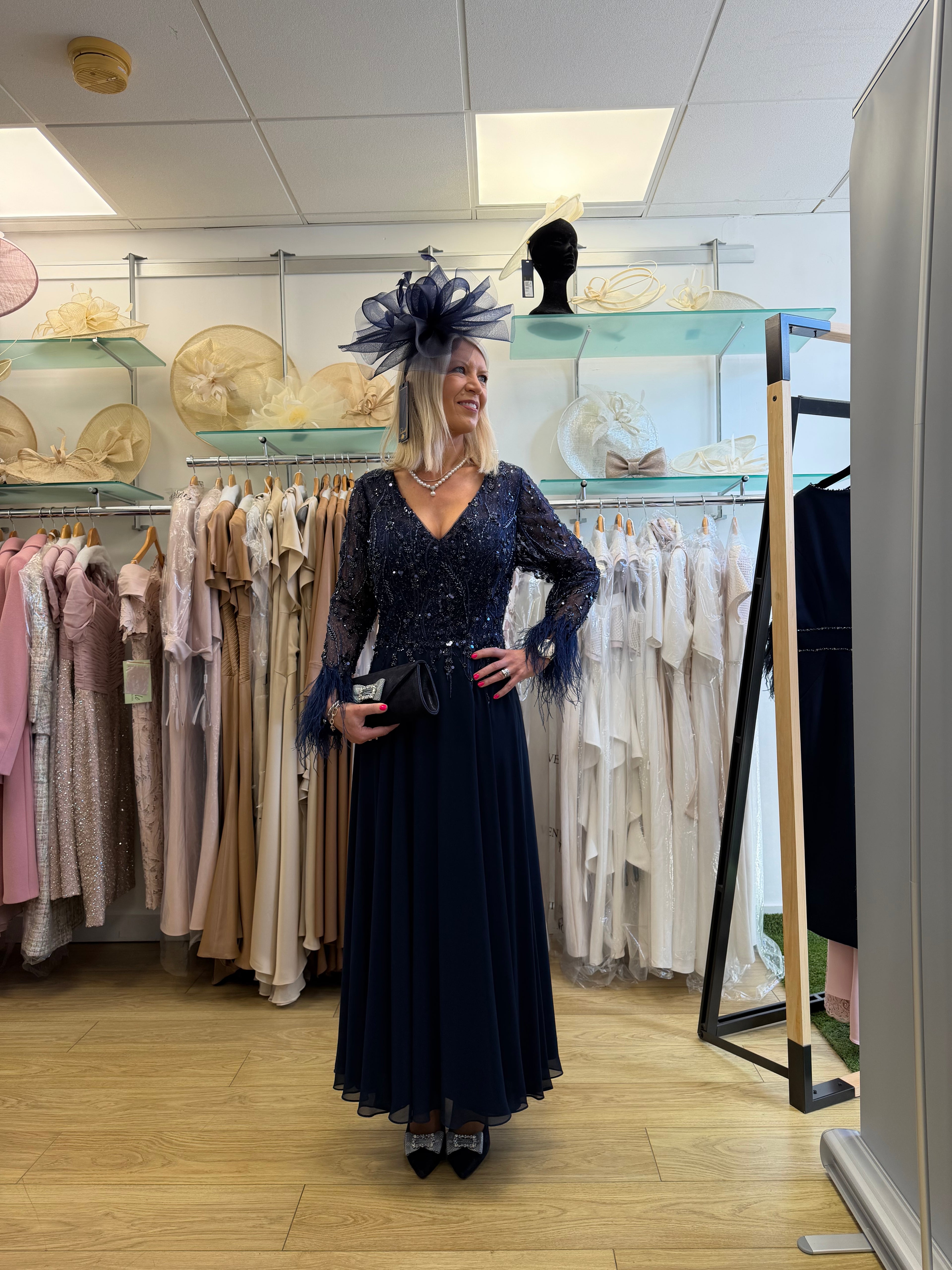 Veni Infantino 992802 Navy Embellished Chiffon Occasion Dress