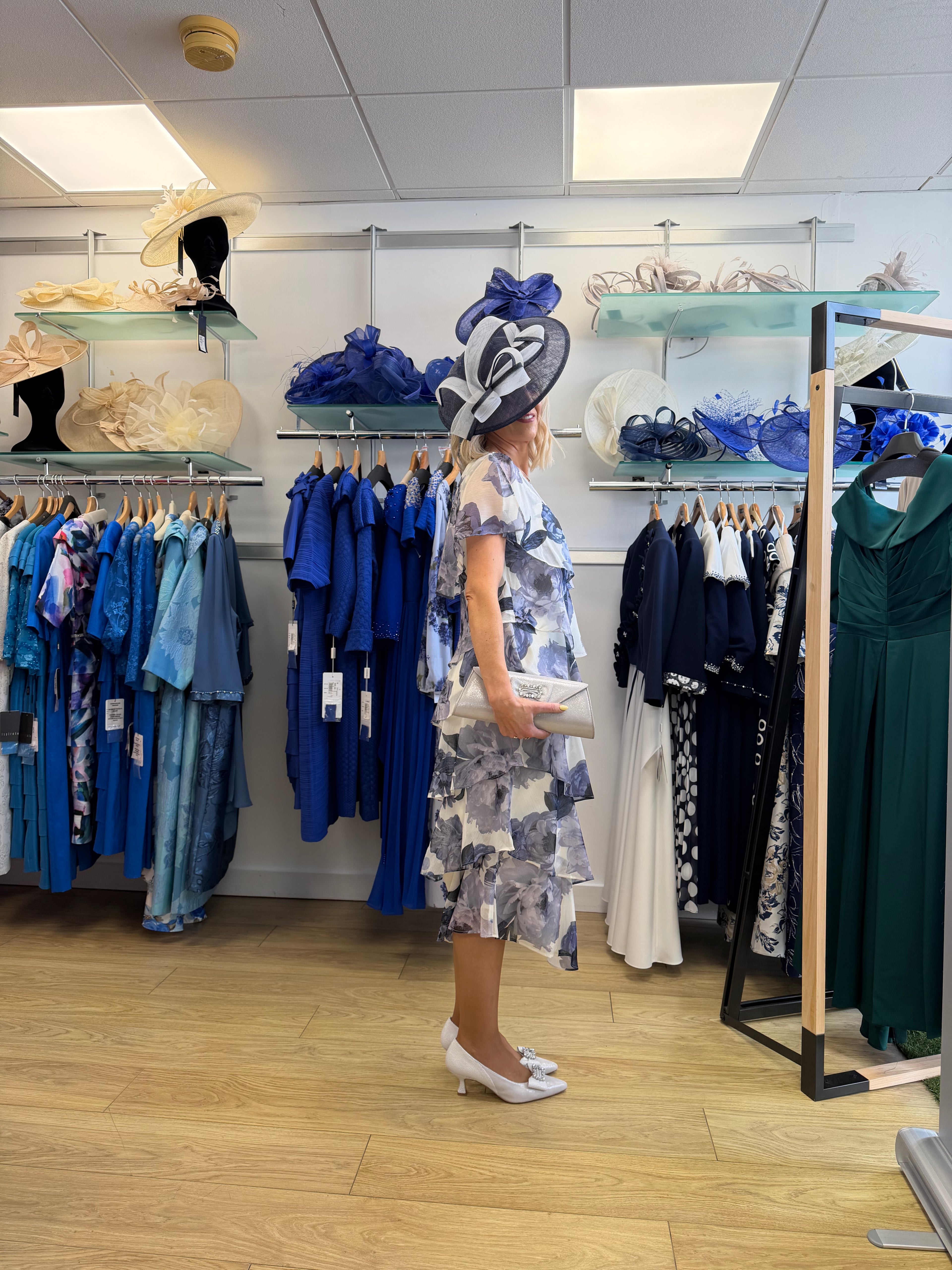 Gina Bacconi SBF7209 Blue Floral Occasion Dress | Mother of the Bride & Groom Outfit, wedding guest