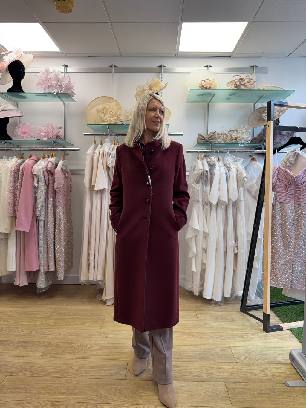 Christina Felix 565-4490 Burgundy Cashmere Wool Blend Coat