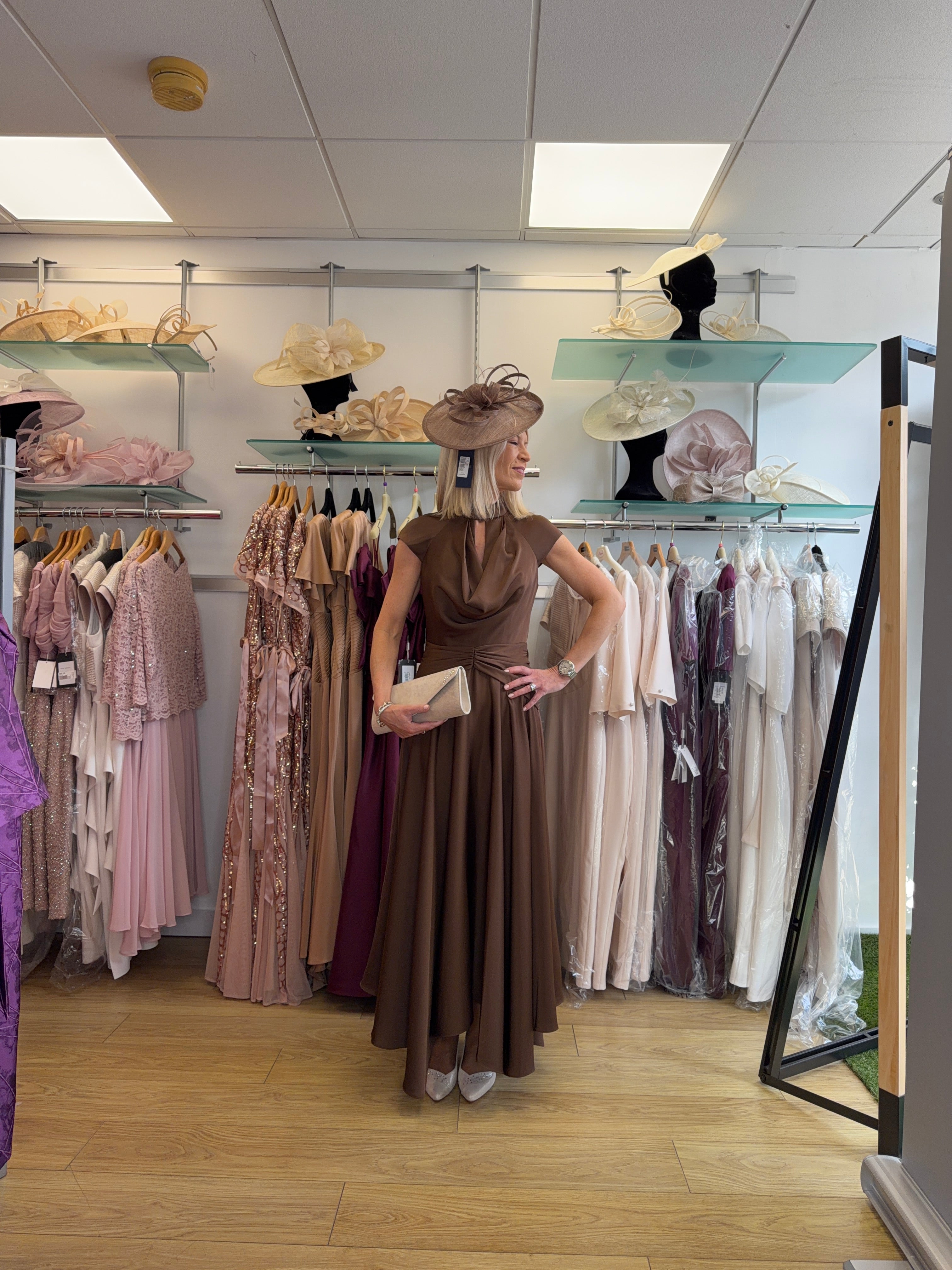 Maisonel ME3169BSV Brown Crepe Occasion Dress