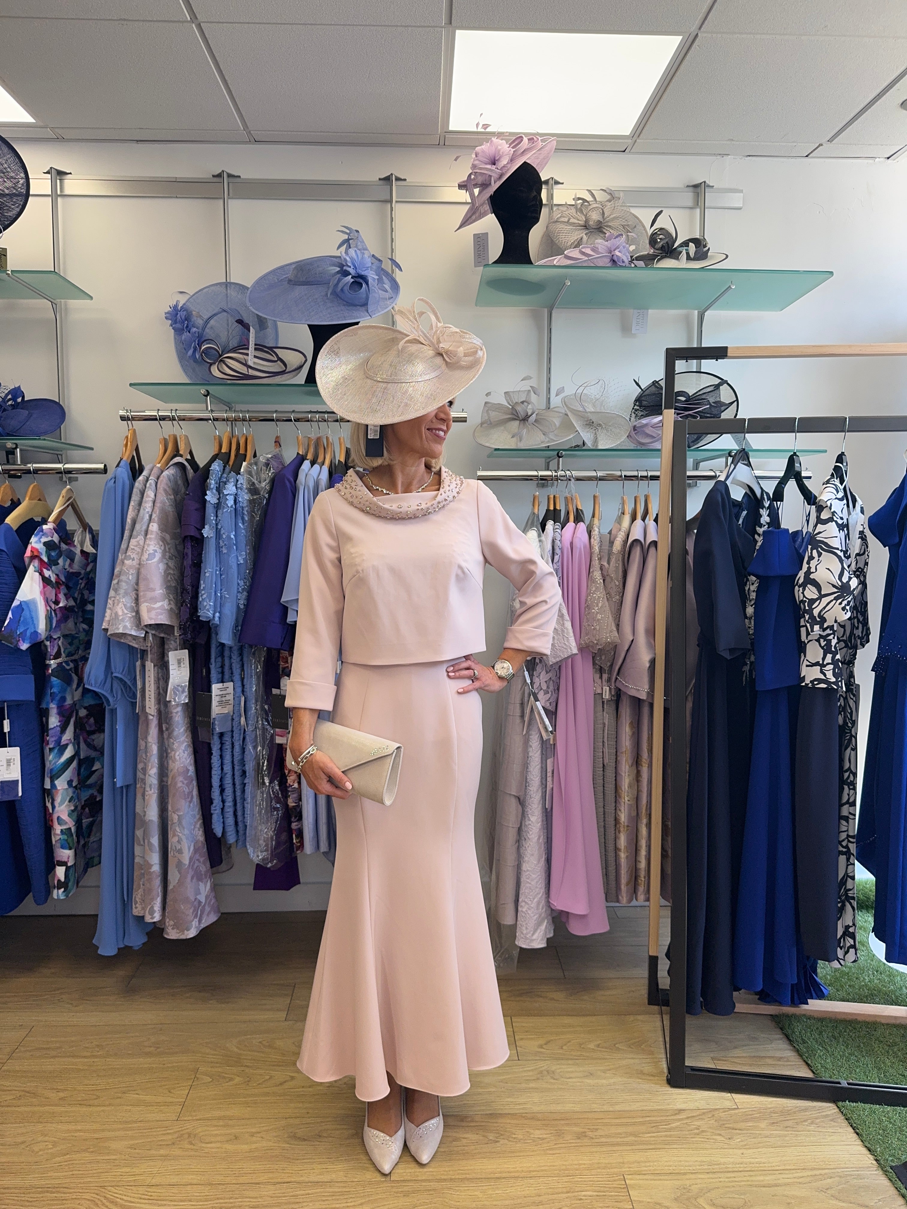 Veni Infantino 992511s Blush Pink Dress With Jacket, Embellished Elegance