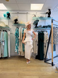 Anoola Dress D462 Metallic Gold and Ivory Softly Structured Crepe Dress Mother Of The Bride